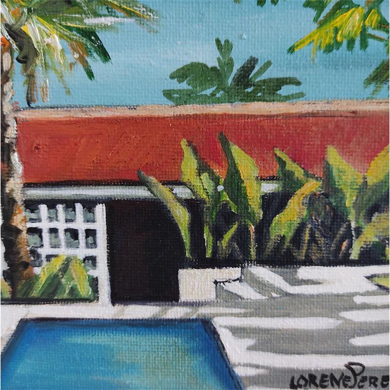 Painting La piscine by Lorene Perez | Painting Figurative Landscapes Life style Oil