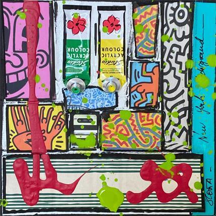 Peinture Tribute to Keith Haring par Costa Sophie | Tableau Pop Art Mixte icones Pop