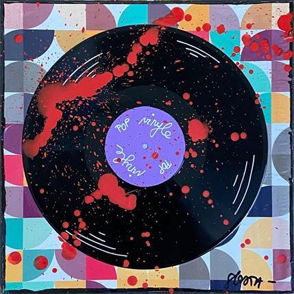 Painting POP VINYLE by Costa Sophie | Painting Pop-art Acrylic, Cardboard, Gluing, Posca, Upcycling