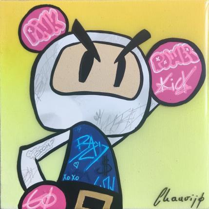 Peinture Mini Bomberman - yellow par Chauvijo | Tableau Pop-art Acrylique, Graffiti, Résine Icones Pop