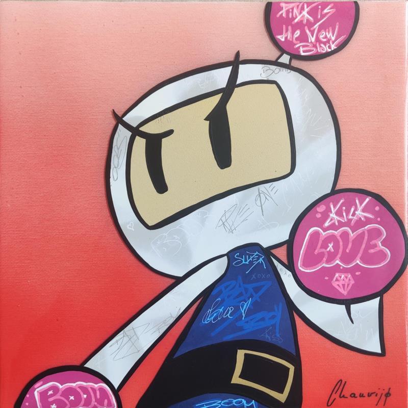 Gemälde Bomberman-red von Chauvijo | Gemälde Pop-Art Pop-Ikonen Graffiti Acryl Harz