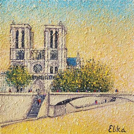 Painting Balade autour de la cathédrale by Elika | Painting Figurative Mixed Landscapes, Life style, Pop icons, Urban