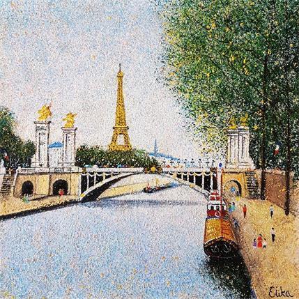 Painting Journée sur le pont Alexandre III, Paris by Elika | Painting Figurative Mixed Landscapes, Life style, Urban