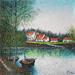 Gemälde La maison au bord de l'eau von Dessapt Elika | Gemälde Figurativ Landschaften Alltagsszenen