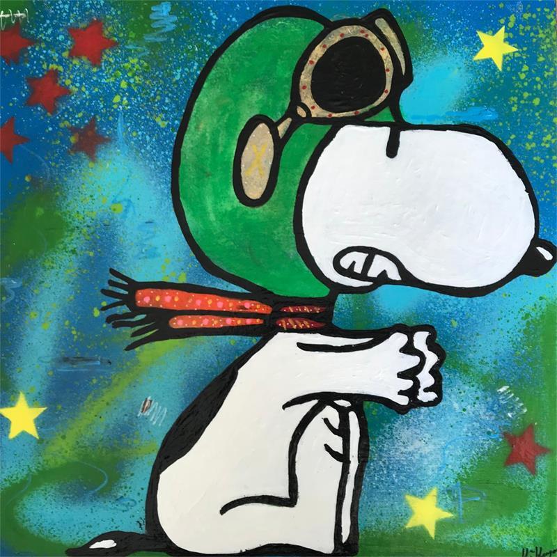 Painting Snoopy pilote by Kikayou | Painting Pop-art Graffiti Pop icons