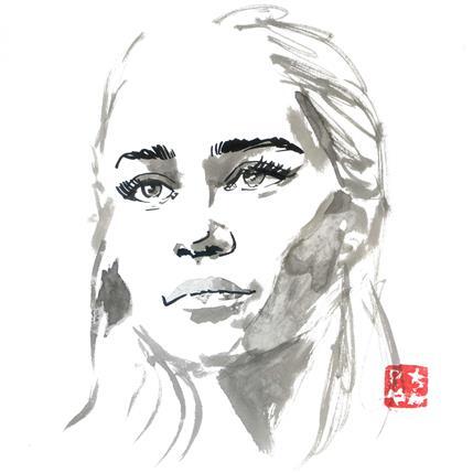 Gemälde Daenerys Targayen von Péchane | Gemälde Figurativ Aquarell, Tinte Pop-Ikonen, Porträt