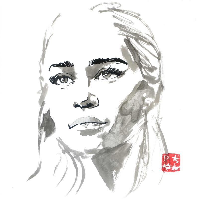 Painting Daenerys Targayen by Péchane | Painting Figurative Ink, Watercolor Pop icons, Portrait