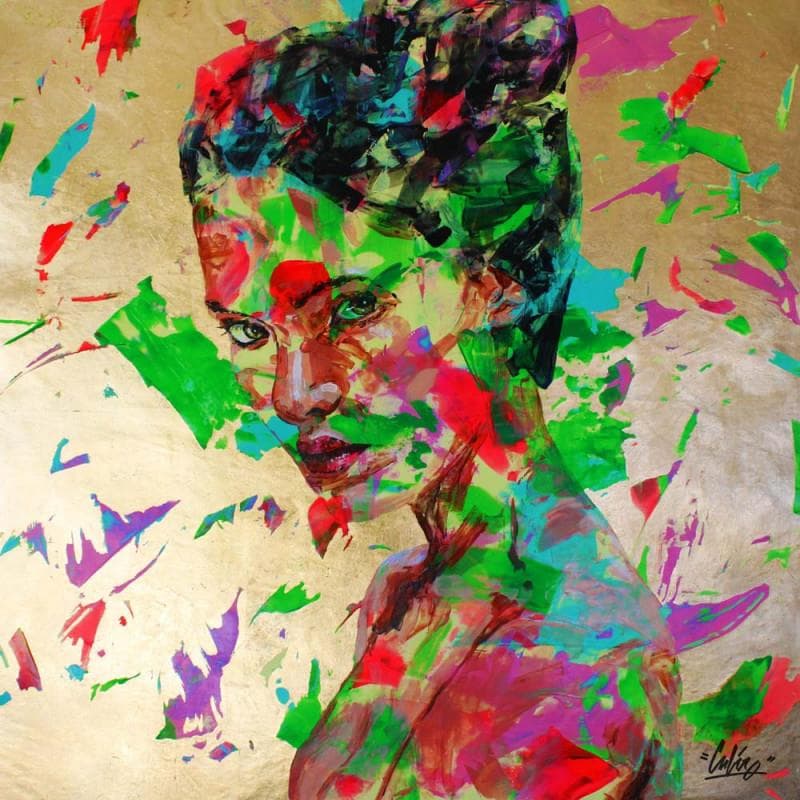 Painting 1F by Cubero Nathalie | Painting Figurative Mixed Portrait