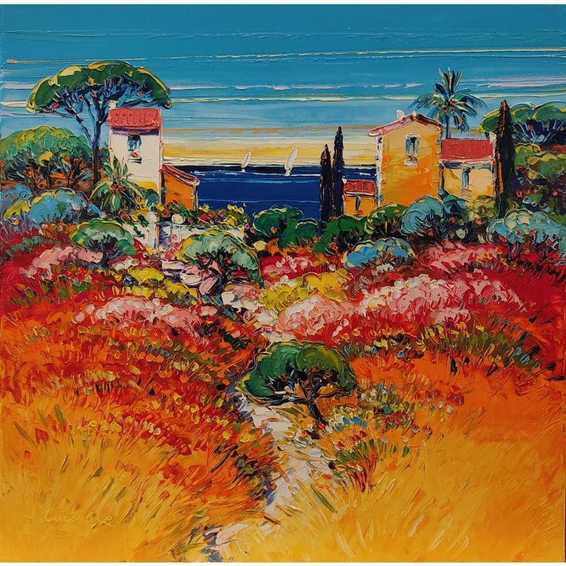 Painting Hameau sur la côte by Corbière Liisa | Painting Figurative Oil Landscapes