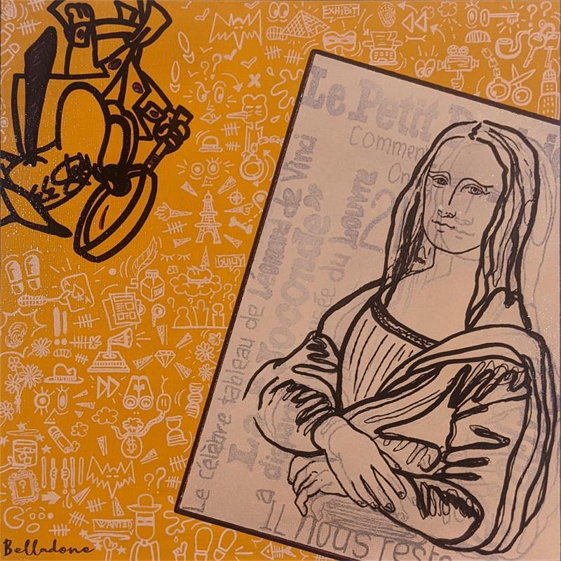 Gemälde Le vol de la joconde von Belladone | Gemälde Pop-Art Pop-Ikonen Acryl