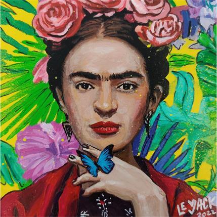 Peinture Frida mariposa libre par Le Yack | Tableau Pop Art Mixte icones Pop
