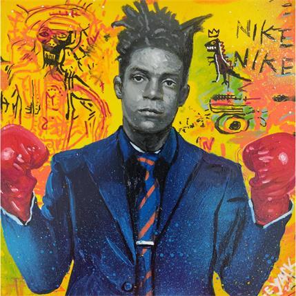 Painting Basquiat boxing by Le Yack | Painting Pop art Mixed Pop icons