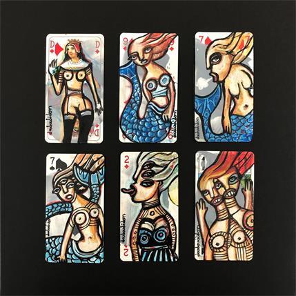Painting 6 cartes dont au moins 3 Sirènes by Doudoudidon | Painting Raw art Acrylic, Mixed Life style, Portrait