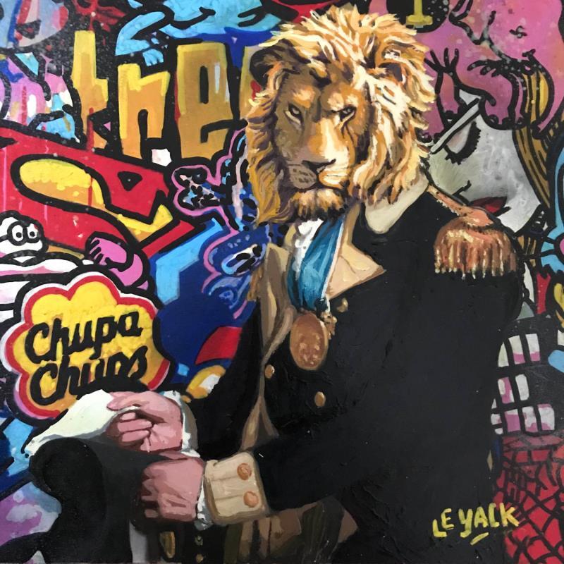 Peinture Lion Commandant par Le Yack | Tableau Pop-art Animaux