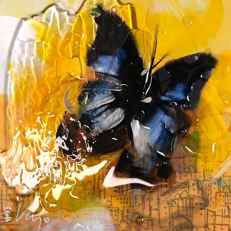 Painting PAPILLON (2) by Viejo Philippe  | Painting Figurative Mixed Animals