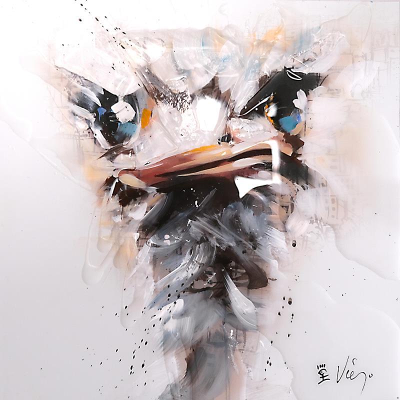 Painting AUTRUCHE by Viejo Philippe  | Painting Figurative Animals