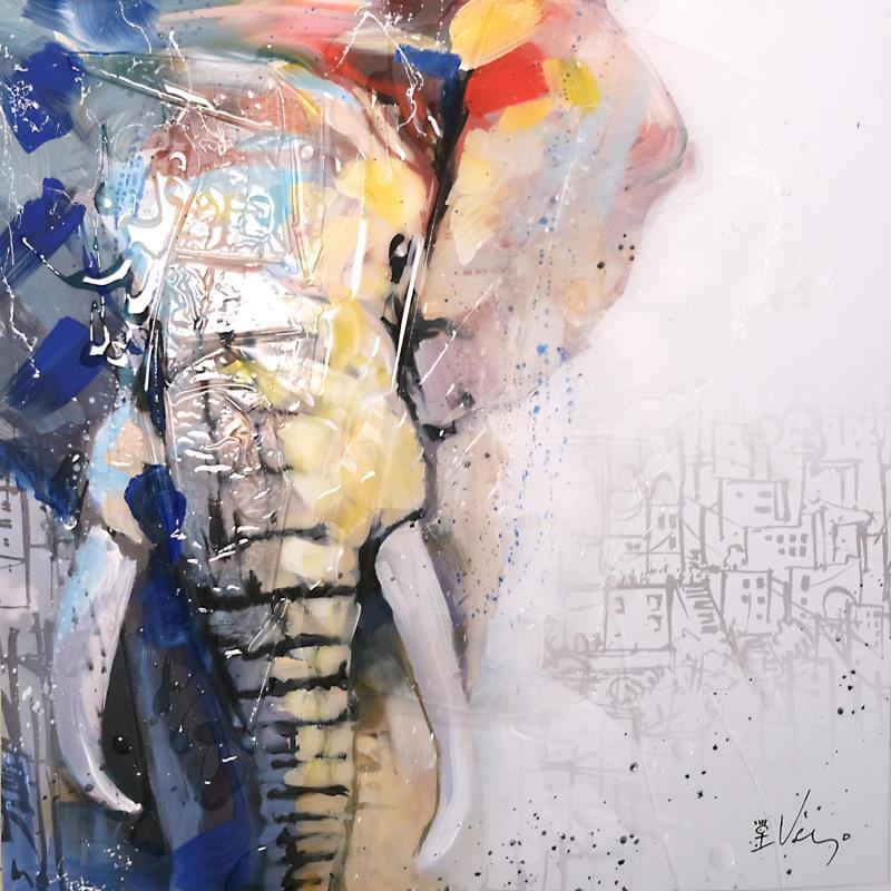 Painting ELEPHANT by Viejo Philippe  | Painting Figurative Acrylic, Resin Animals