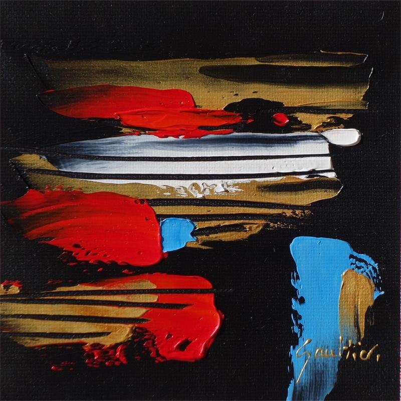 Gemälde Lignes d'or von Gaultier Dominique | Gemälde Abstrakt Öl Minimalistisch