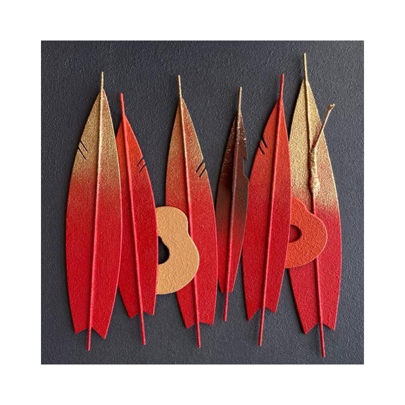 Painting Flamboyant by Clisson Gérard | Painting Abstract Wood Minimalist