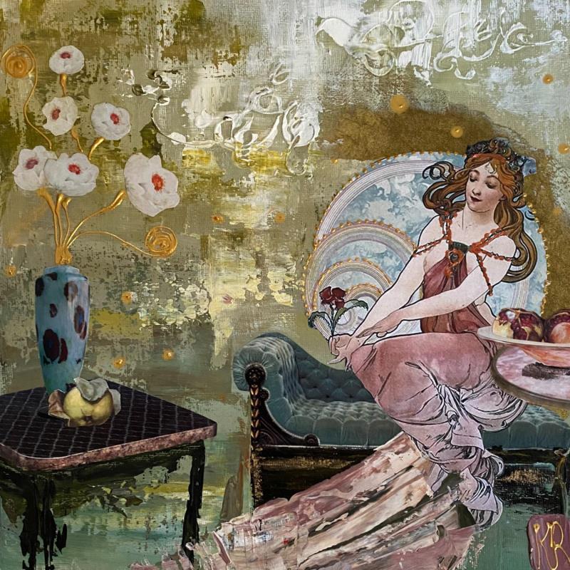 Painting Behind the door by Romanelli Karine | Painting Figurative Gluing Life style