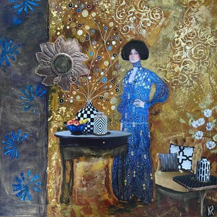 Painting L'instant bleu by Romanelli Karine | Painting Figurative Mixed Life style