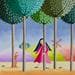 Peinture Ballade en forêt par Davy Bouttier Elisabeth | Tableau Art naïf Scènes de vie Huile