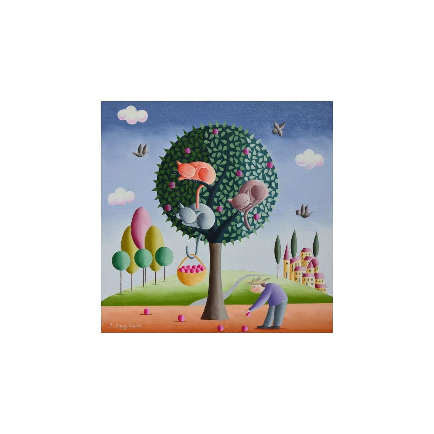 Small Paintings Oilla Cueillette By Davy Bouttier Elisabeth Carre D Artistes