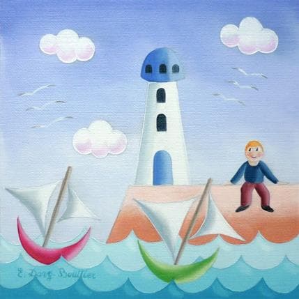 Painting le ptit phare by Davy Bouttier Elisabeth | Painting Illustrative Oil Life style