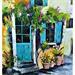 Gemälde The turquoise shutters of Pernes von Laura Rose | Gemälde Figurativ Landschaften Urban Öl