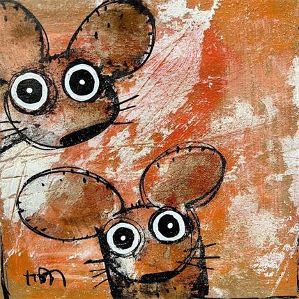Painting 2 Mice by Maury Hervé | Painting Raw art Mixed Animals
