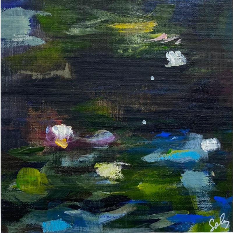 Gemälde Water lilies IV von Solveiga | Gemälde Figurativ Acryl