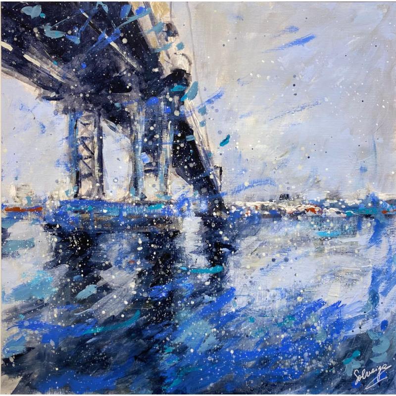 Painting NYC Bridge by Solveiga | Painting Figurative Acrylic