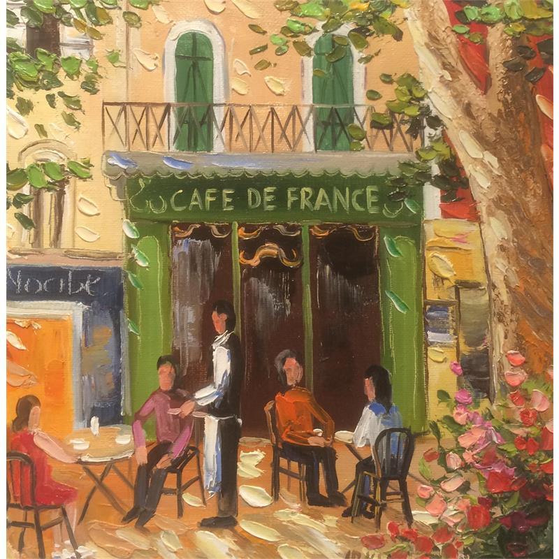 Gemälde Café de France von Arkady | Gemälde Figurativ Alltagsszenen Öl