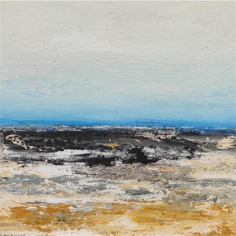Painting Roche et eau by Rocco Sophie | Painting Raw art Acrylic, Cardboard, Gluing, Sand Landscapes, Marine
