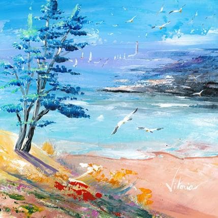 Painting Le calme à l'horizon by Vitoria | Painting Figurative Acrylic Landscapes