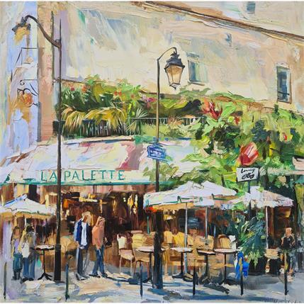 Painting Café La Palette by Novokhatska Olga | Painting Figurative Oil Urban