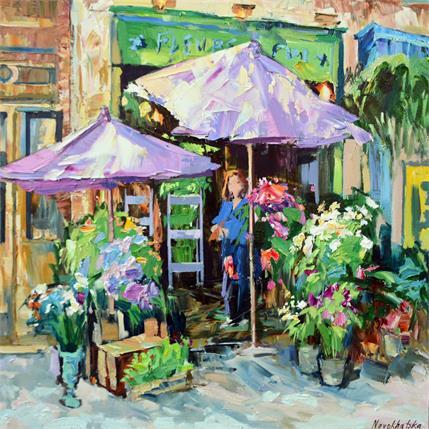 Painting Boutique de fleuriste  by Novokhatska Olga | Painting Figurative Oil Urban