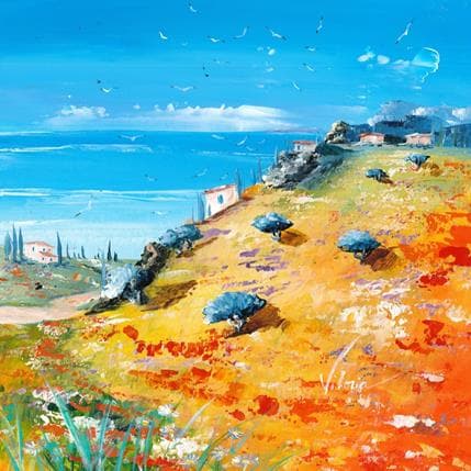 Painting La côte by Vitoria | Painting Figurative Acrylic Landscapes