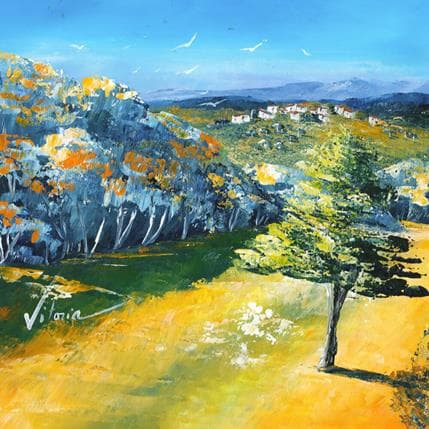 Gemälde Village de Tinhela de Cima von Vitoria | Gemälde Figurativ Acryl, Öl Landschaften