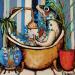 Painting Bano Paraiso by Villanueva Puigdelliura Natalia | Painting Surrealism Mixed Life style Animals