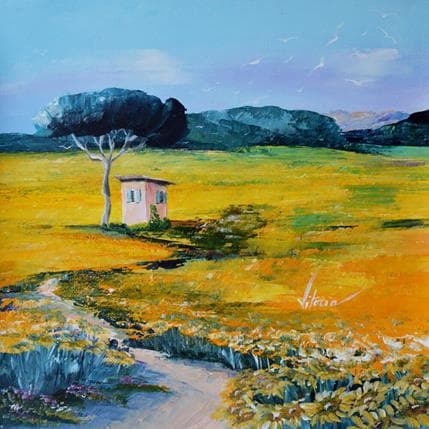 Peinture La plaine dorée par Vitoria | Tableau Figuratif Acrylique Paysages