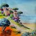 Gemälde Village en bord de mer von Vitoria | Gemälde Figurativ Landschaften Öl Acryl