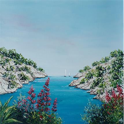 Painting Fleurs de Port Pin, Cassis by Blandin Magali | Painting Figurative Oil Landscapes