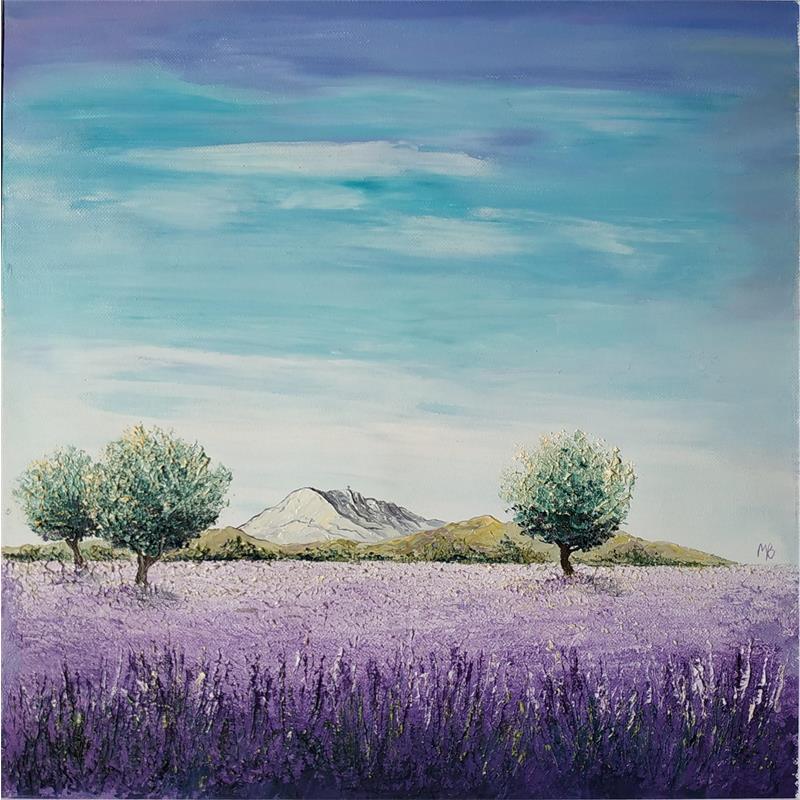 Painting Lavandes et Sainte Victoire by Blandin Magali | Painting Figurative Landscapes Oil