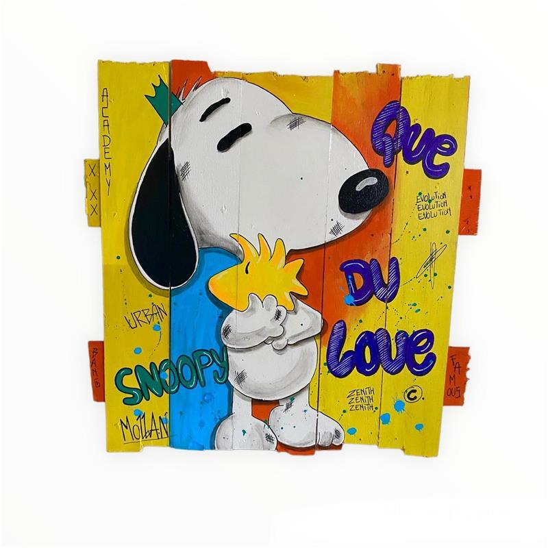 Painting Snoopy by Molla Nathalie  | Painting Pop-art Pop icons Wood