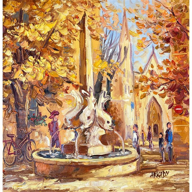 Painting Les Quatres Dauphins by Arkady | Painting Figurative Oil Landscapes, Urban