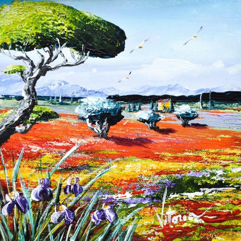 Painting La terre du soleil by Vitoria | Painting Figurative Acrylic Landscapes