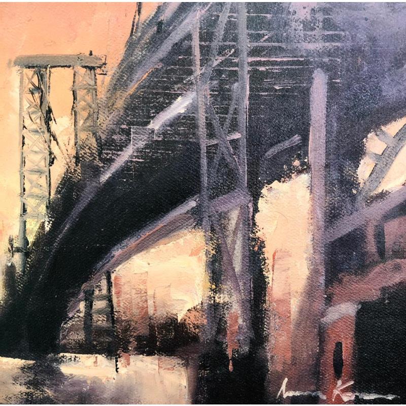 Painting UNDER BRIDGE by Karoun Amine  | Painting Figurative Urban Oil