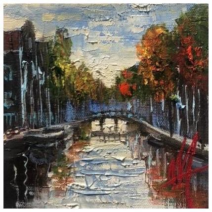 Peinture Amsterdam, autumn comes par De Jong Marcel | Tableau Figuratif Huile Paysages, Vues urbaines