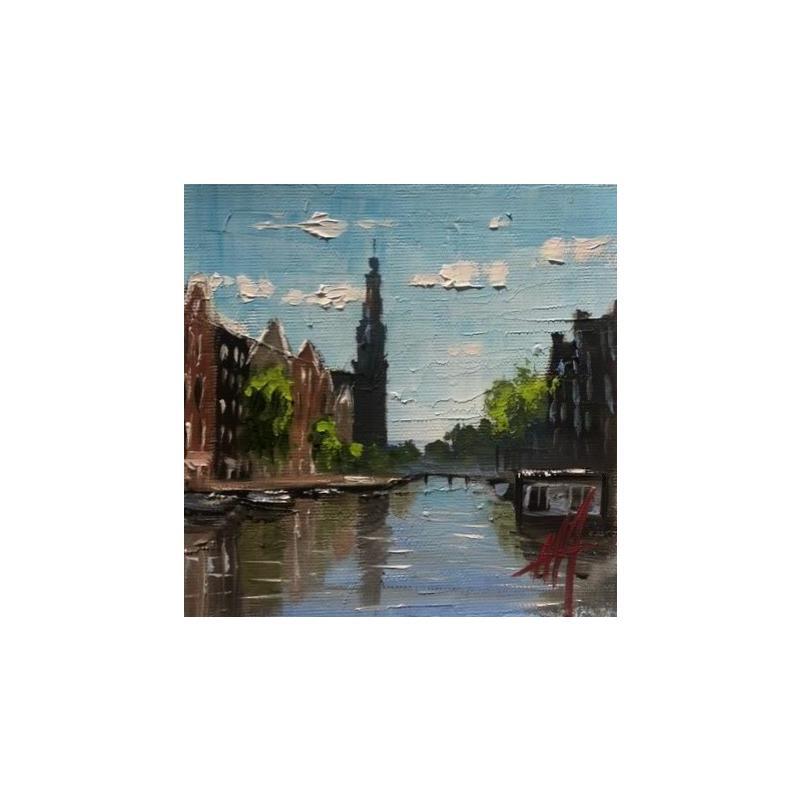 Painting Amsterdam,westerkerk by De Jong Marcel | Painting Figurative Oil Landscapes, Urban